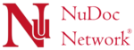 nudoc logo in carmine (red) with no background
